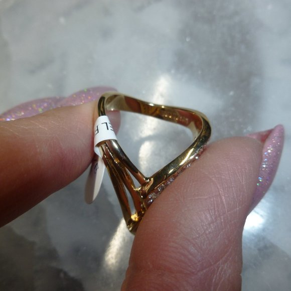 18K Yellow Gold EP Cubic Zirconia Dolphin Ore Ring - Picture 4 of 10